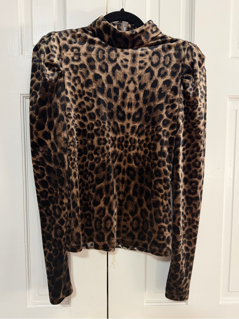 LINI Leopard-Print Mock Neck Long Sleeve Top - Brown & Black